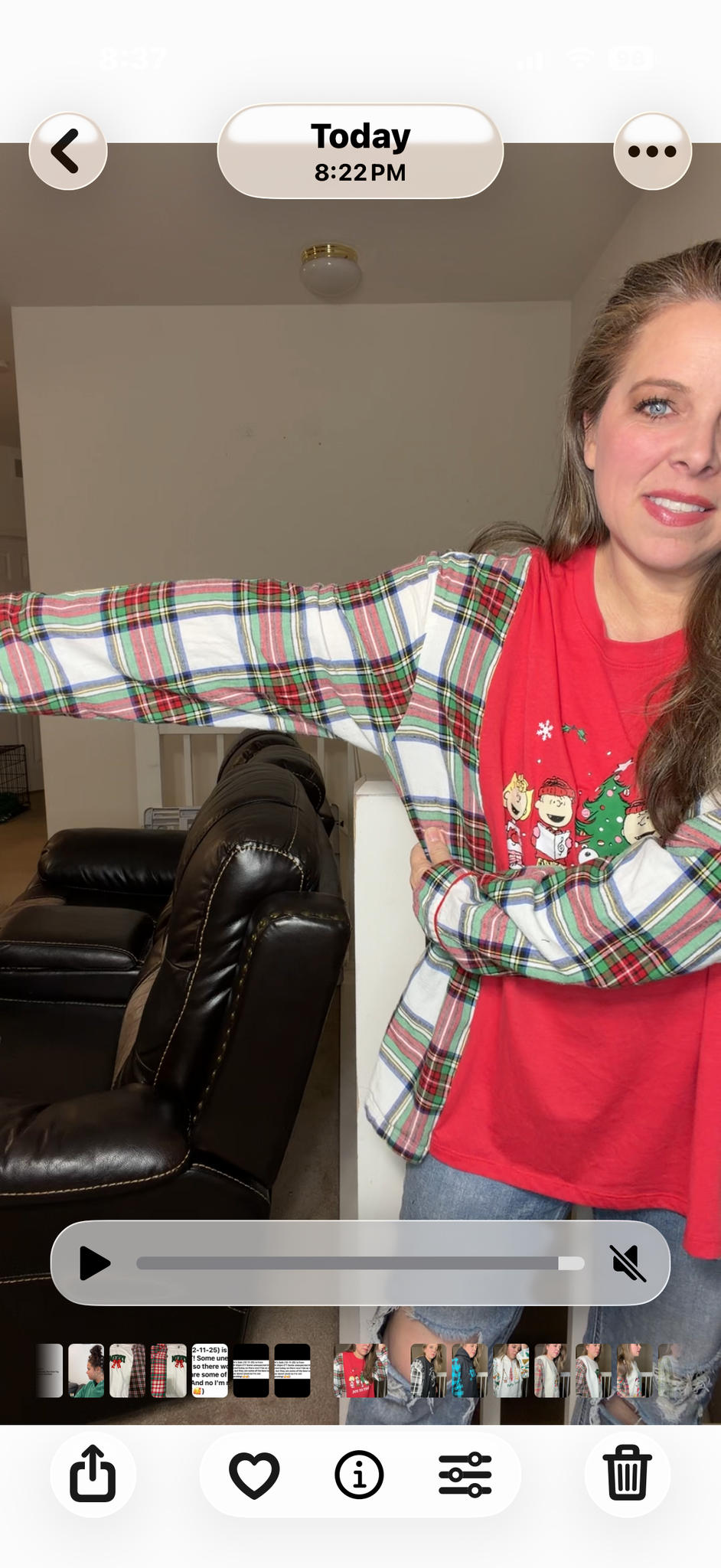 Upcycled Joy Peanuts – women's 2X T-shirt with flannel sleeves