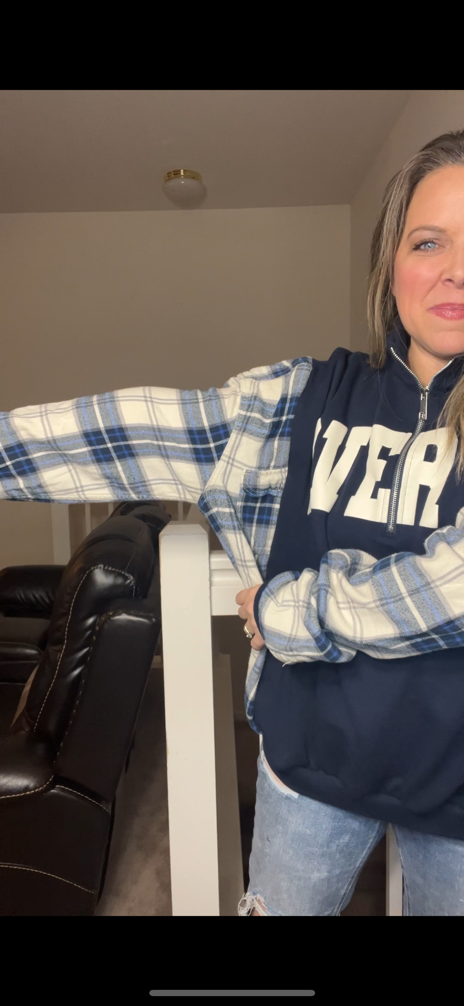 Upcycled Over it – women’s 2X – midweight sweatshirt with flannel sleeves