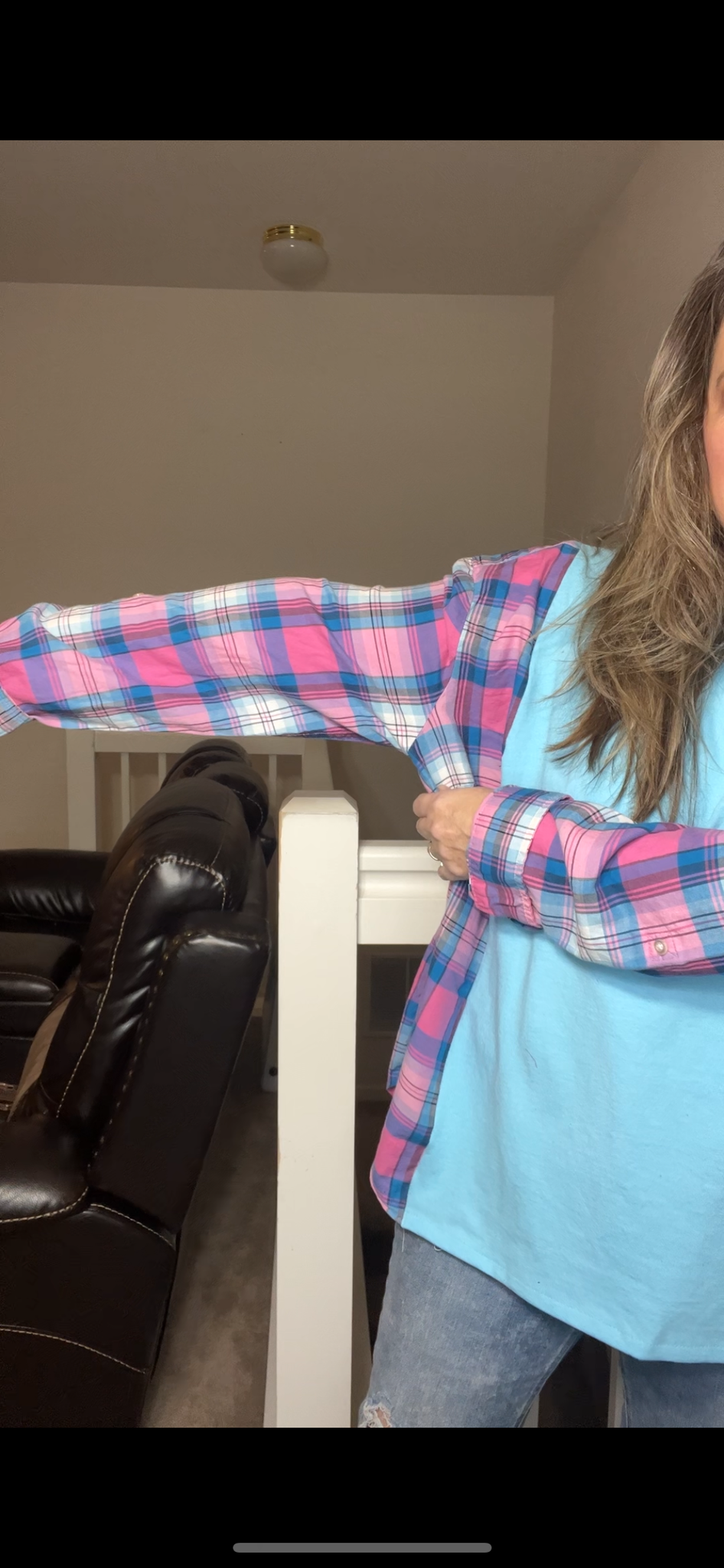 Upcycled Shades – women’s 2X – T-shirt with thin flannel sleeves