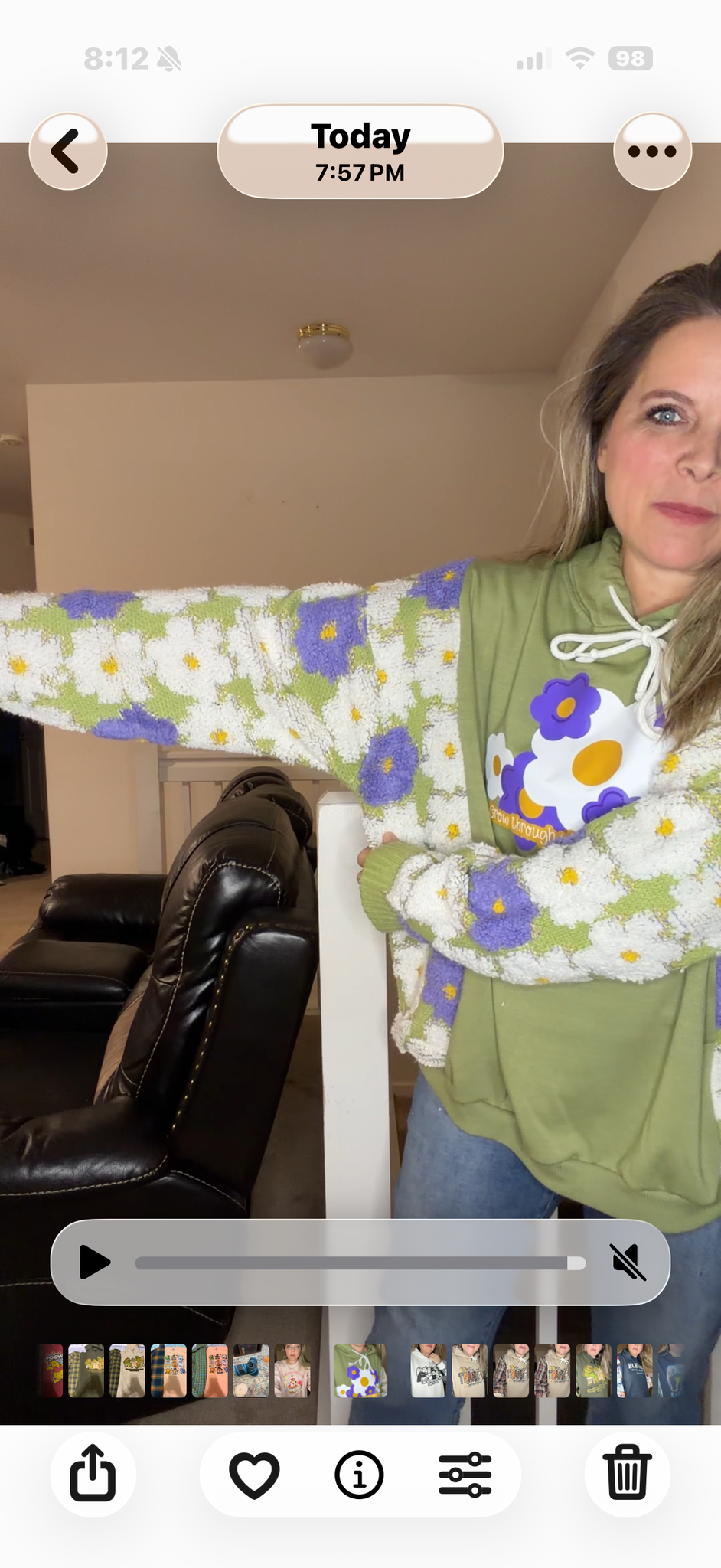 Upcycled Flowers - women's 2X midweight sweatshirt with sweater sleeves