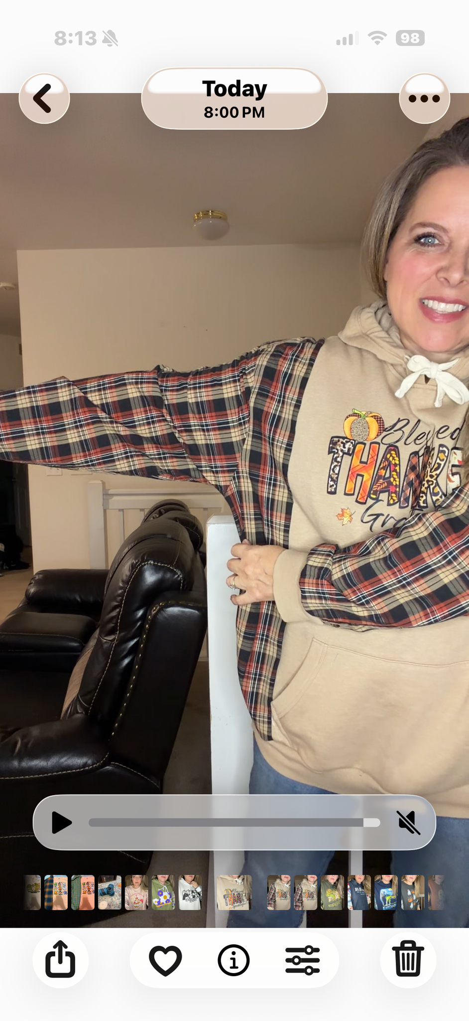 Upcycled Thankful - women's 1X midweight sweatshirt with cotton sleeves