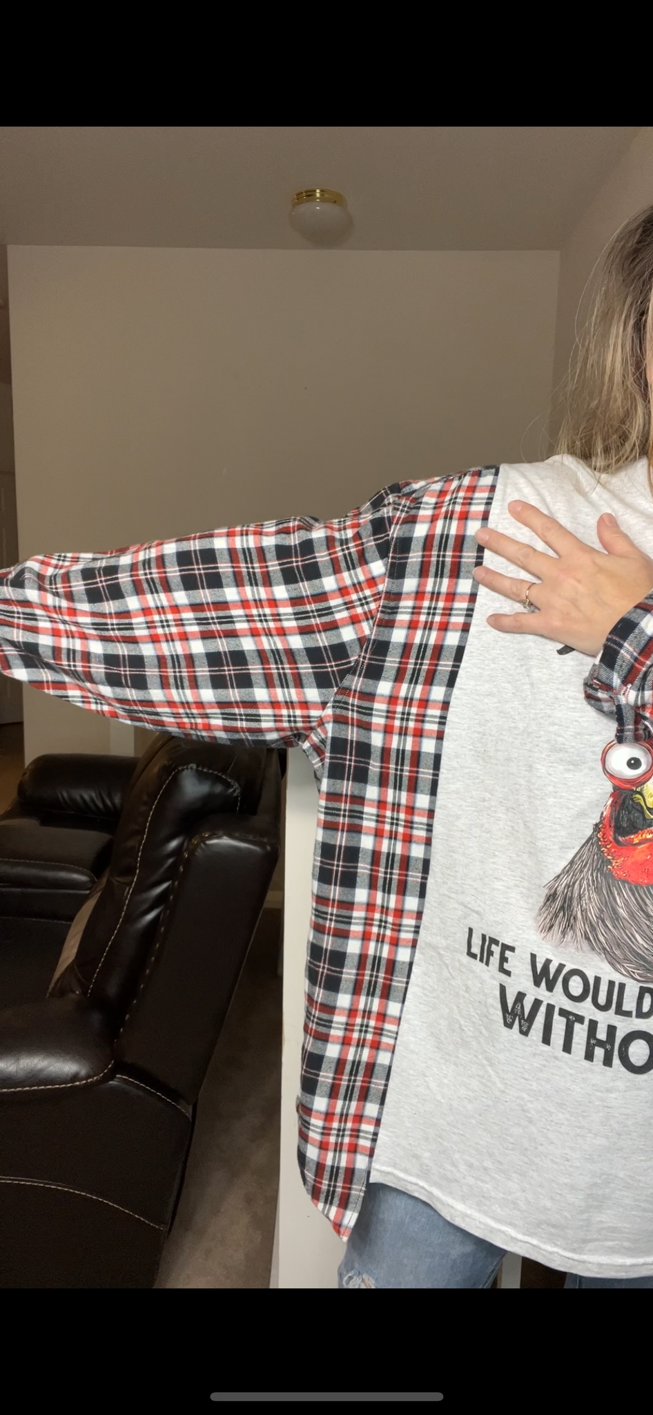 Upcycled Admit it – women’s 3X/4X – T-shirt with flannel sleeves