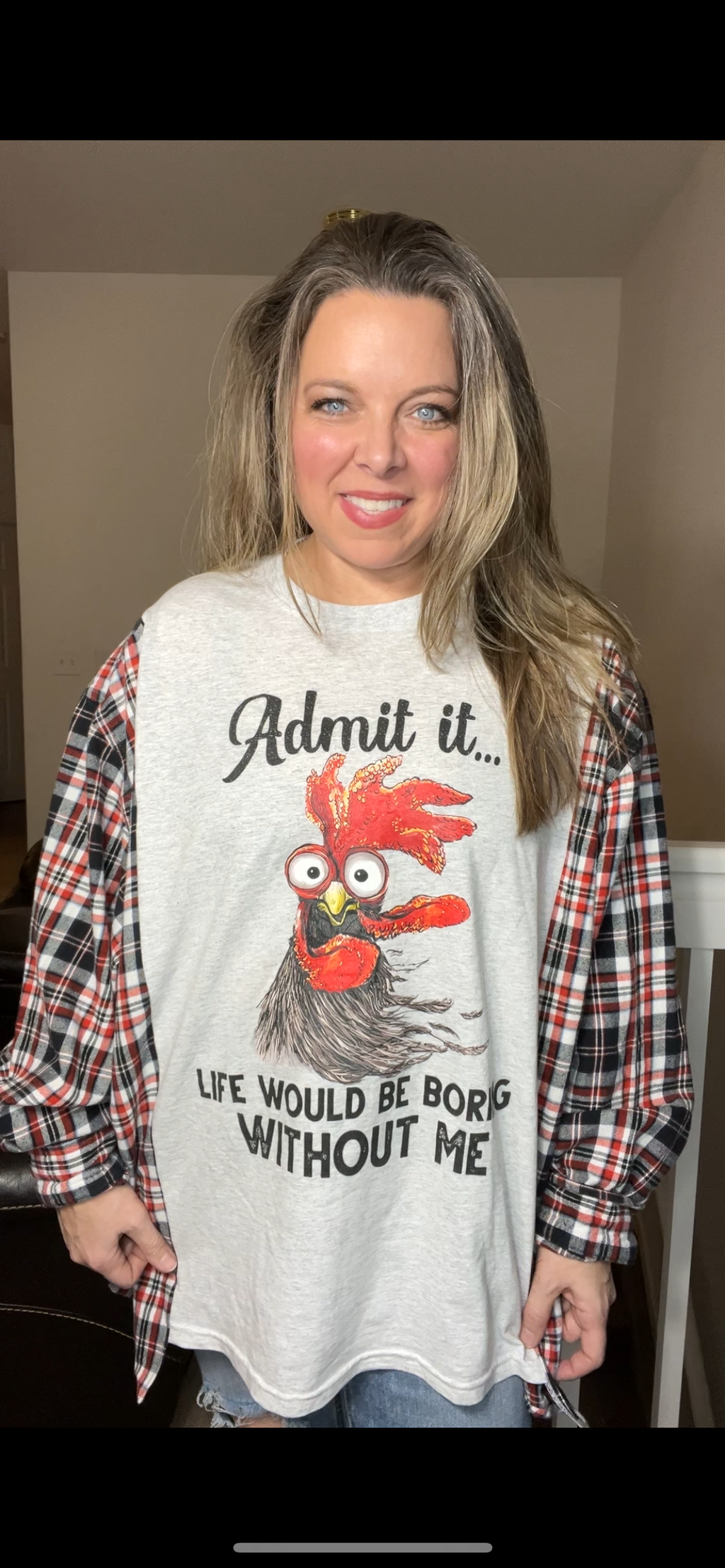 Upcycled Admit it – women’s 3X/4X – T-shirt with flannel sleeves