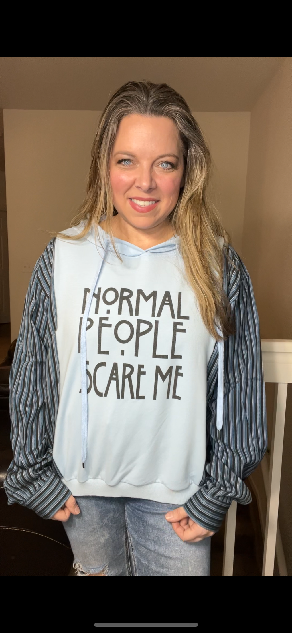 Upcycled Normal people – women’s small/medium – thin sweatshirt with cotton sleeves