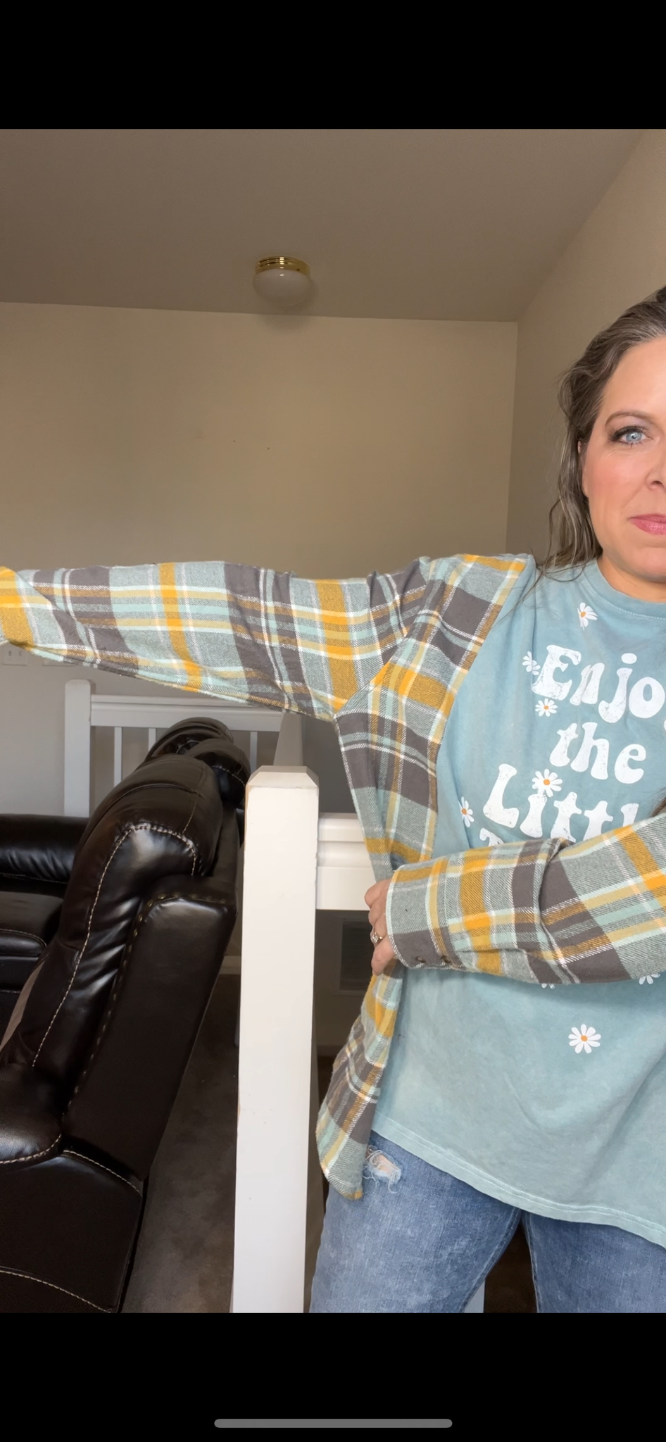 Upcycled Little things – women’s XL – T-shirt with thick flannel sleeves – sleeves more narrow