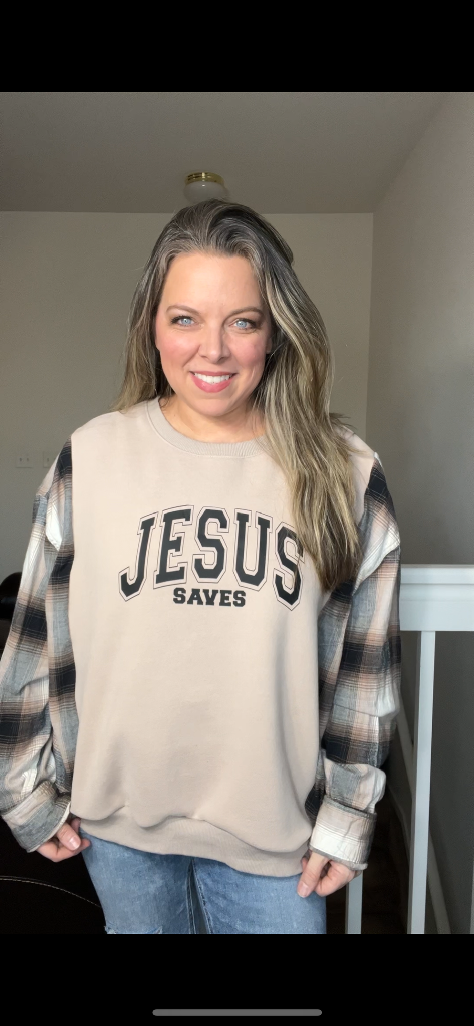 Upcycled Jesus – women’s large – midweight Sweatshirt with Lana sleeps