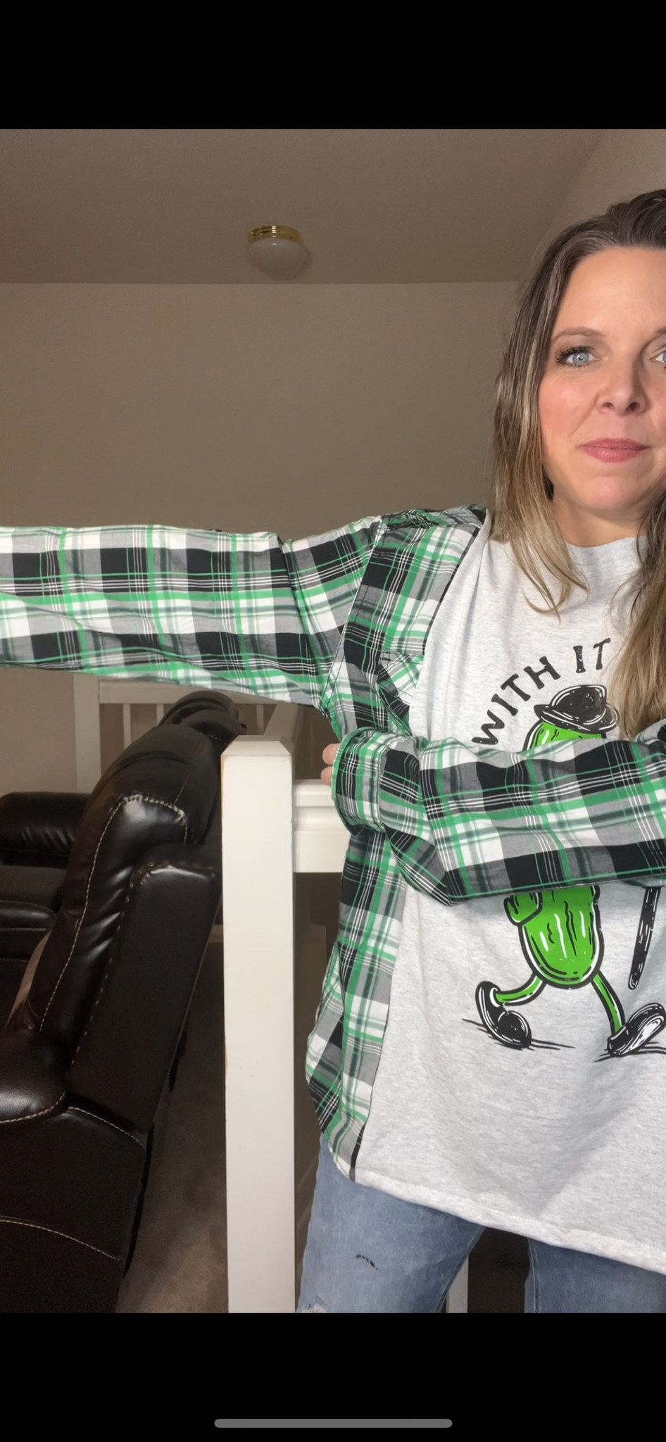 Upcycled Pickle – women’s XL T-shirt with cotton sleeves