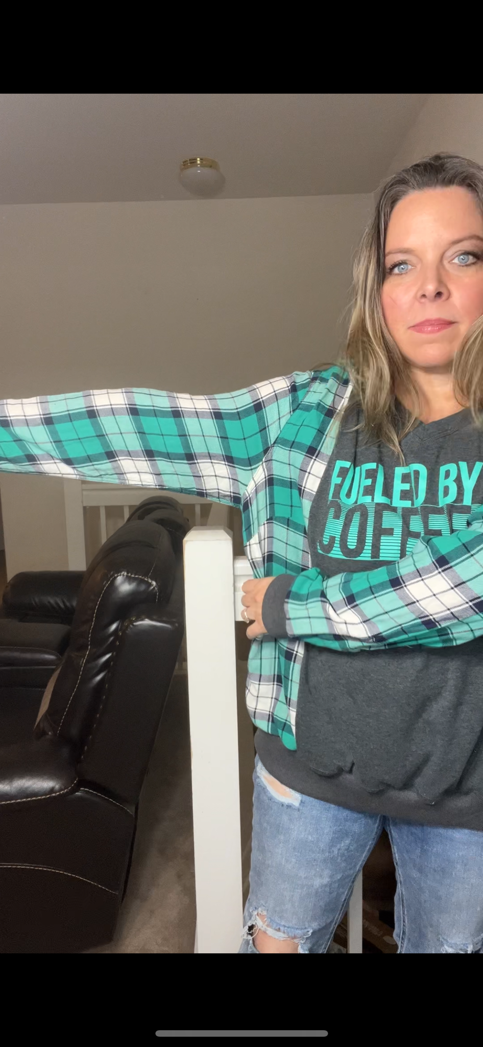 Upcycled Coffee – women’s XL T-shirt with thin flannel sleeves