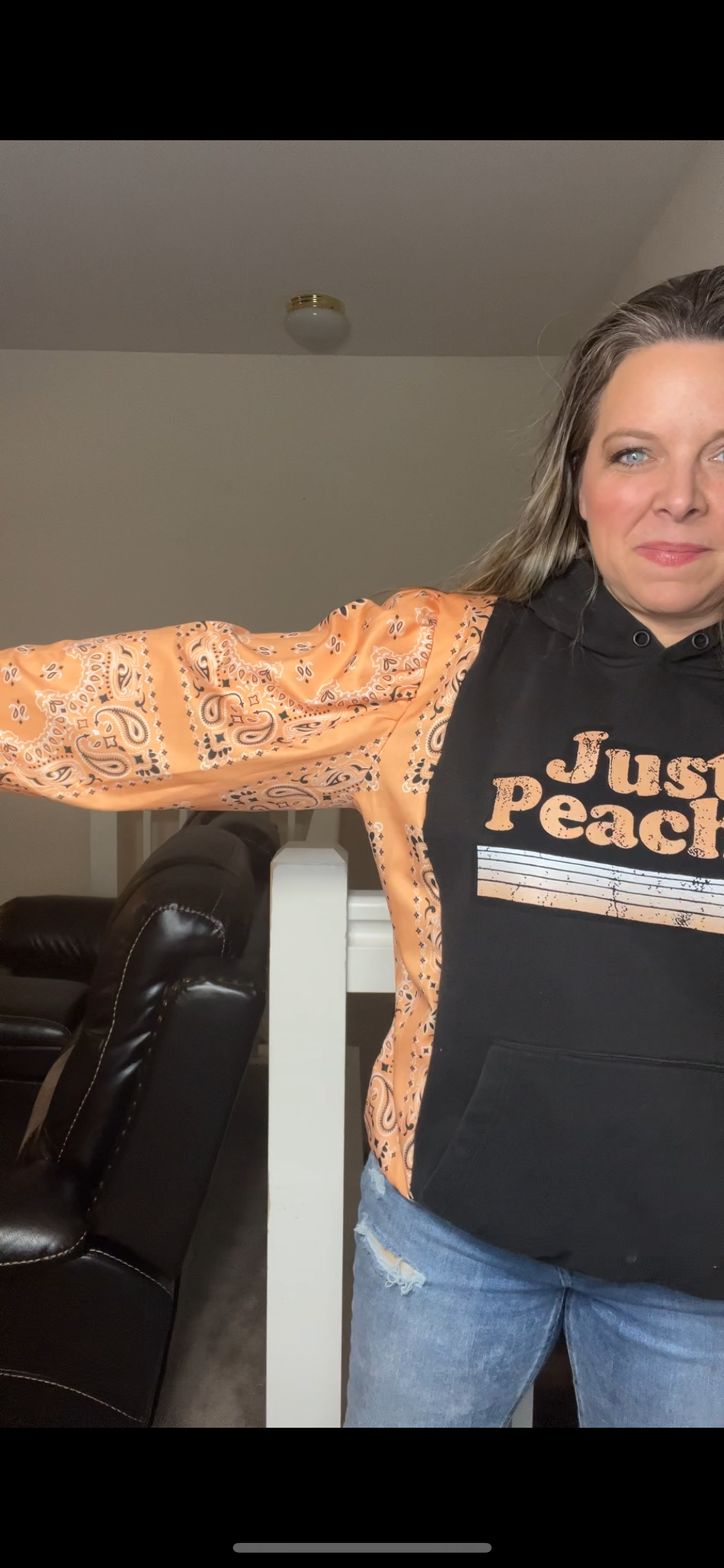 Upcycled Peachy – women’s medium midweight sweatshirt with silky sleeves