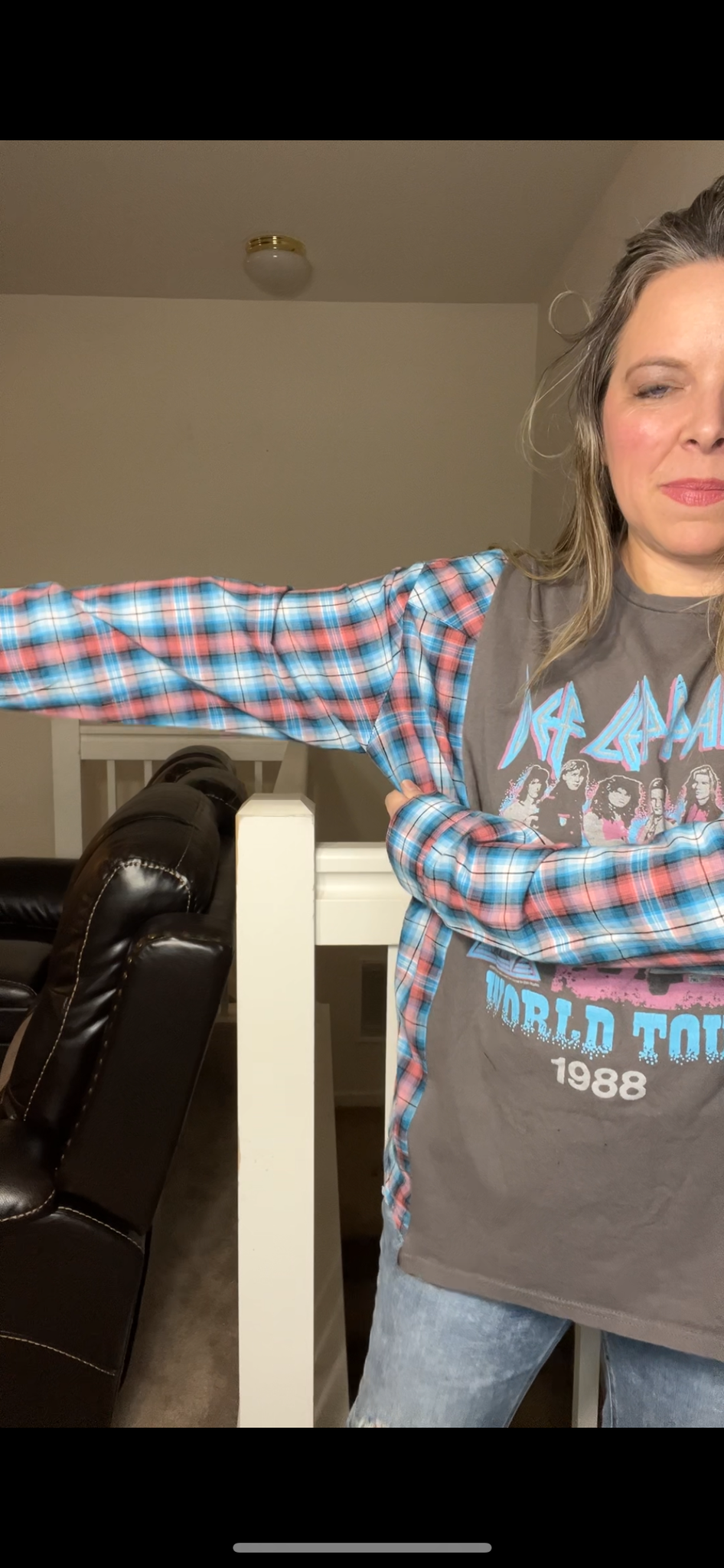 Upcycled Def Leppard – women’s medium T-shirt with cotton sleeves