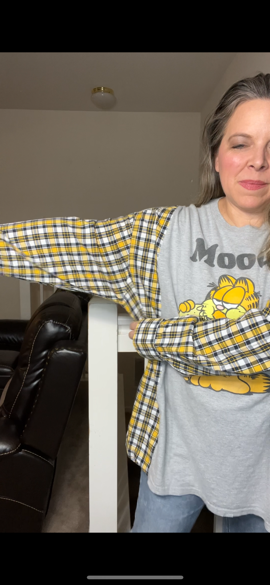 Upcycled Garfield – women’s 3X T-shirt with cotton dress sleeves