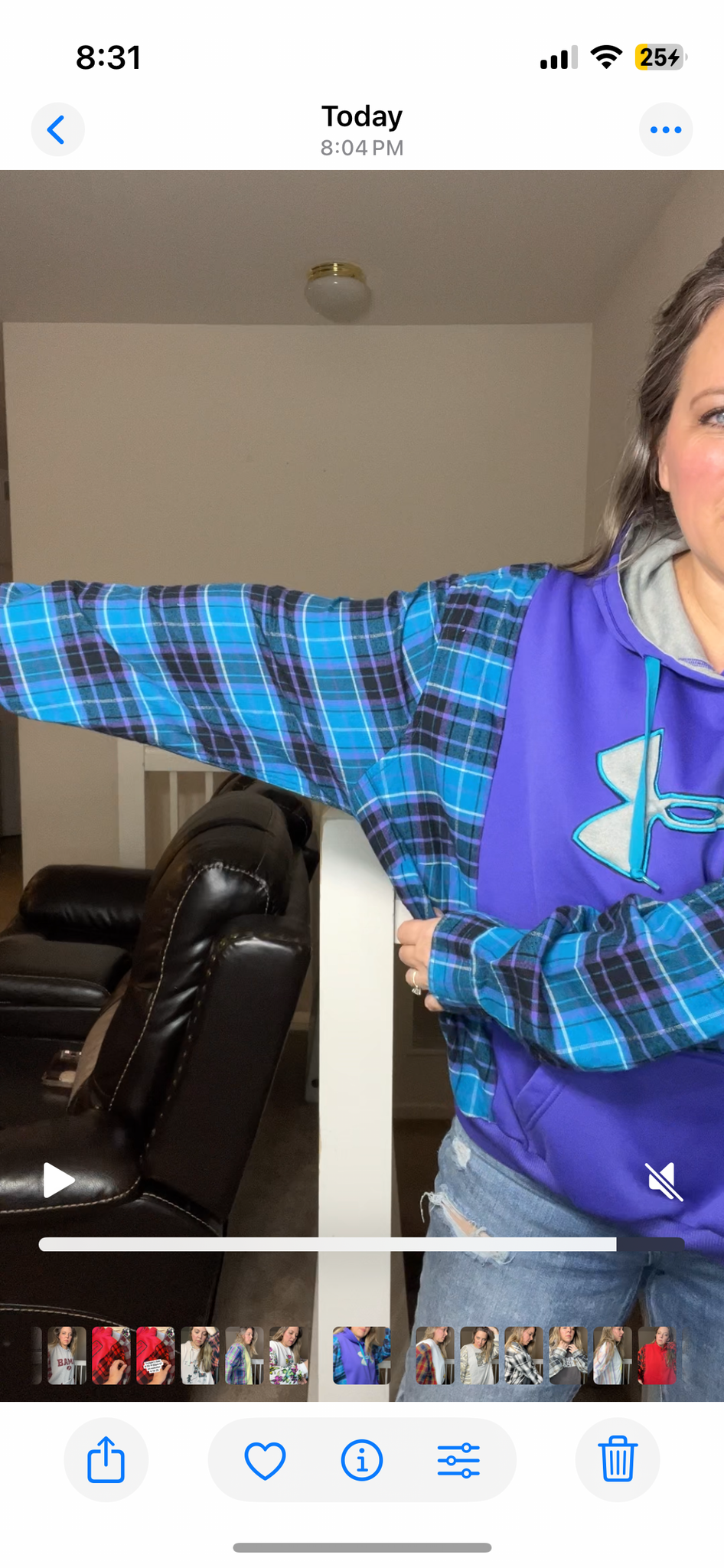 Upcycled UA Purple – women’s large – midweight sweatshirt with flannel sleeves