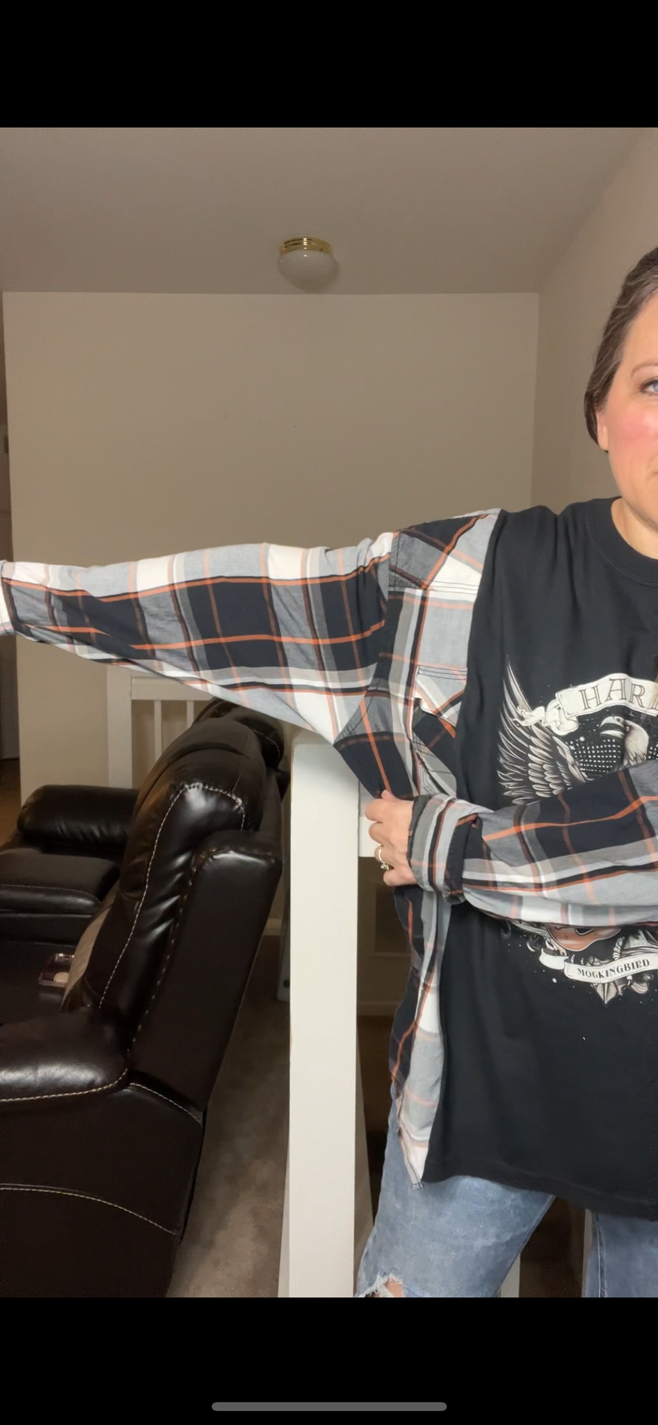 Upcycled Hardy – women’s 2X/3X T-shirt with cotton sleeves