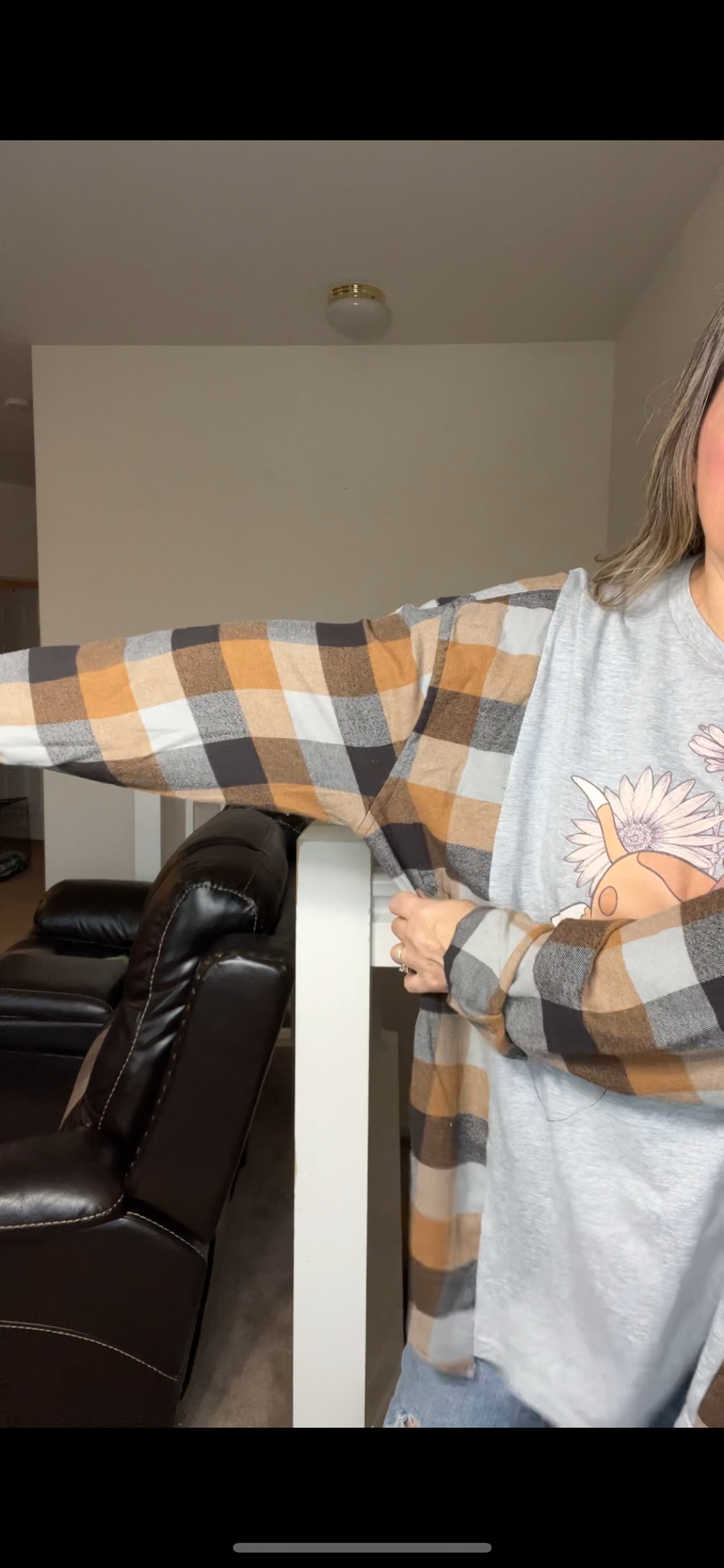 Upcycled Copper - Women’s 5X T-shirt with flannel sleeves