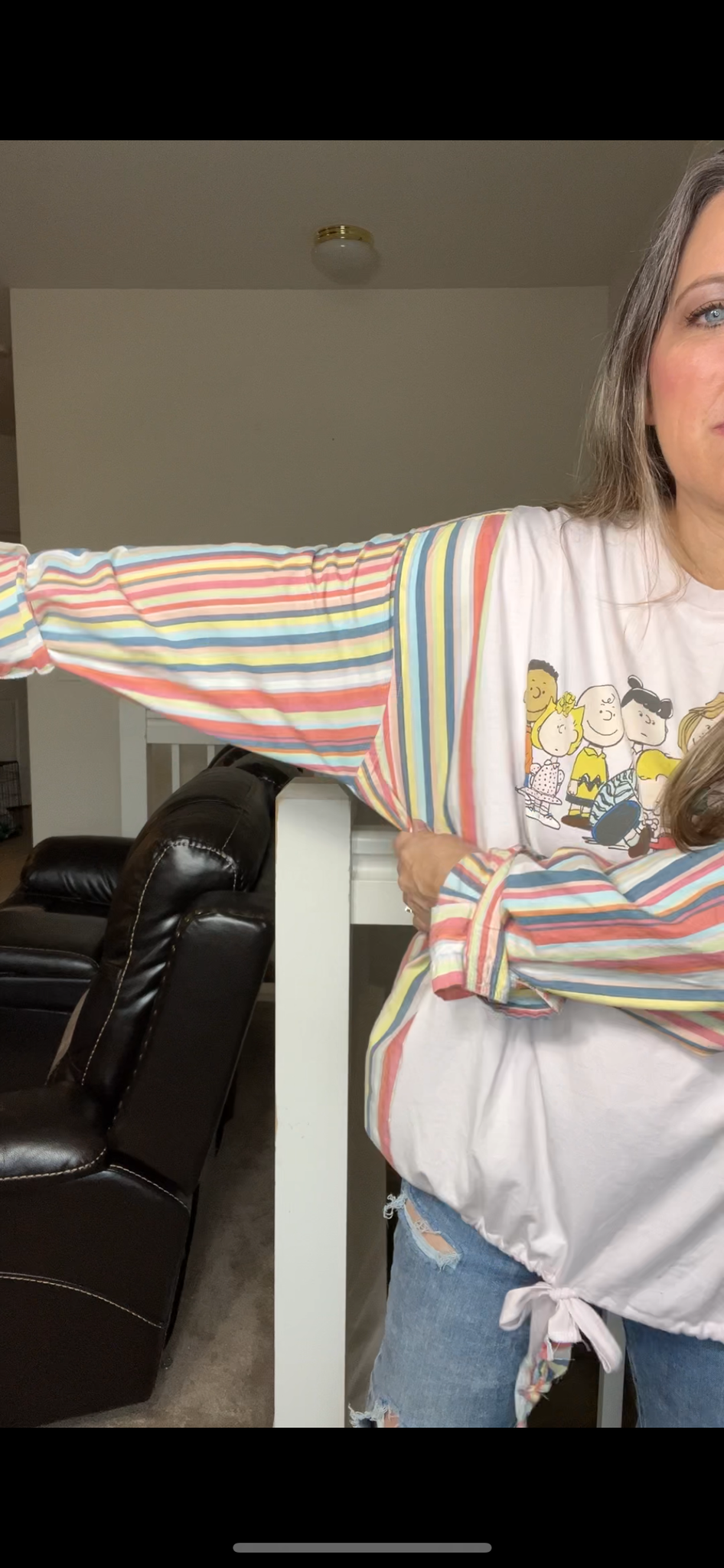Upcycled Peanuts gang – women’s 3X T-shirt with cotton sleeve
