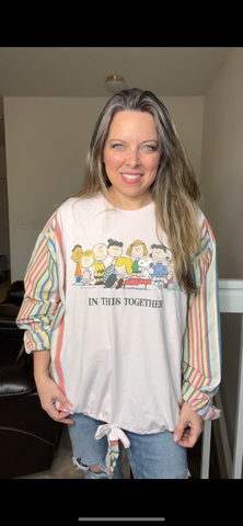 Upcycled Peanuts gang – women’s 3X T-shirt with cotton sleeve