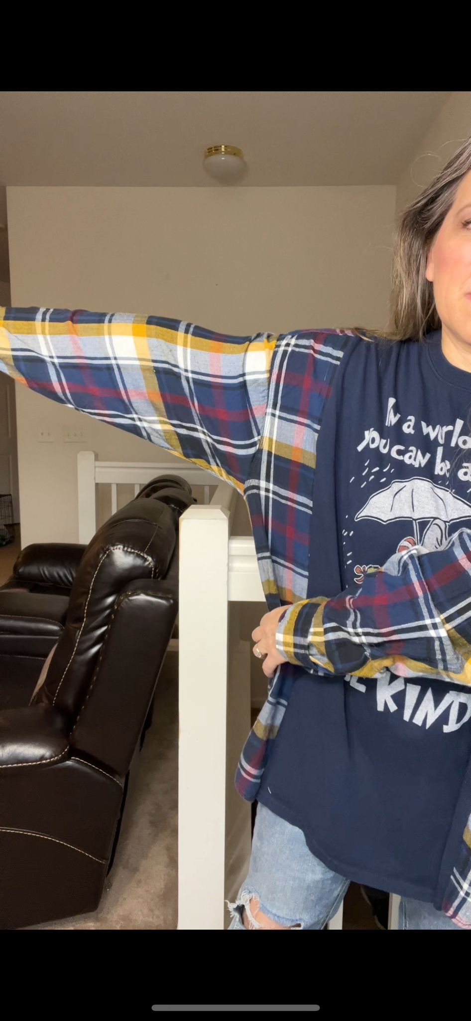Upcycled Dr. Seuss – women’s 4X T-shirt with flannel sleeves