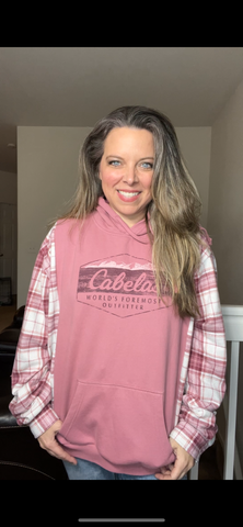 Upcycled Cabela’s – women’s 2X midweight sweatshirt with stretchy sleeves