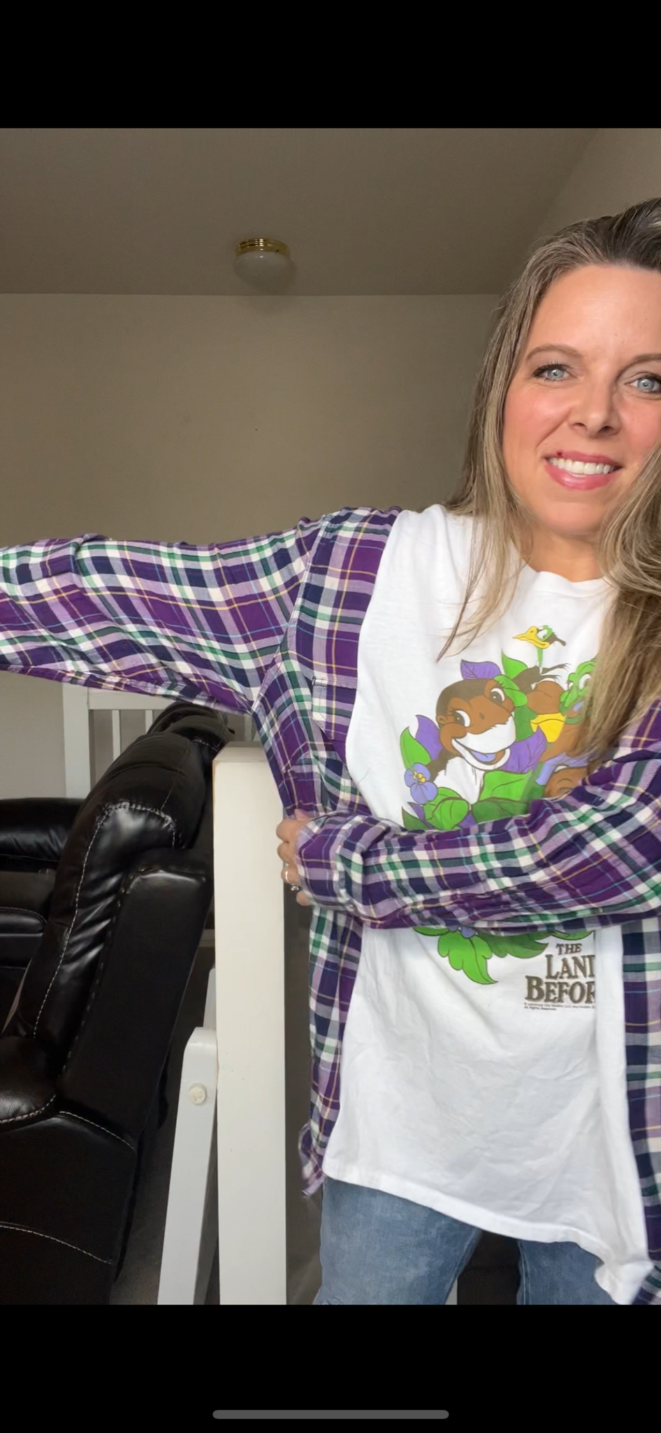 Upcycled Land Before Time – women’s 3X T-shirt with thin flannel sleeves