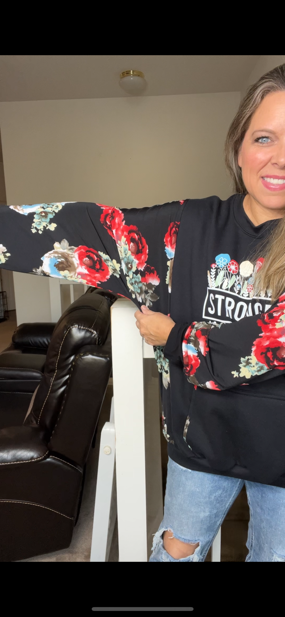 Upcycled Stronger – women’s 2X midweight sweatshirt with stretchy sleeves