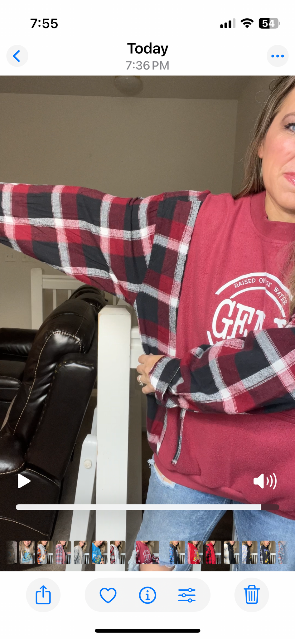 Upcycled Gen X burgundy - womans 1X midweight sweatshirt with flannel sleeves