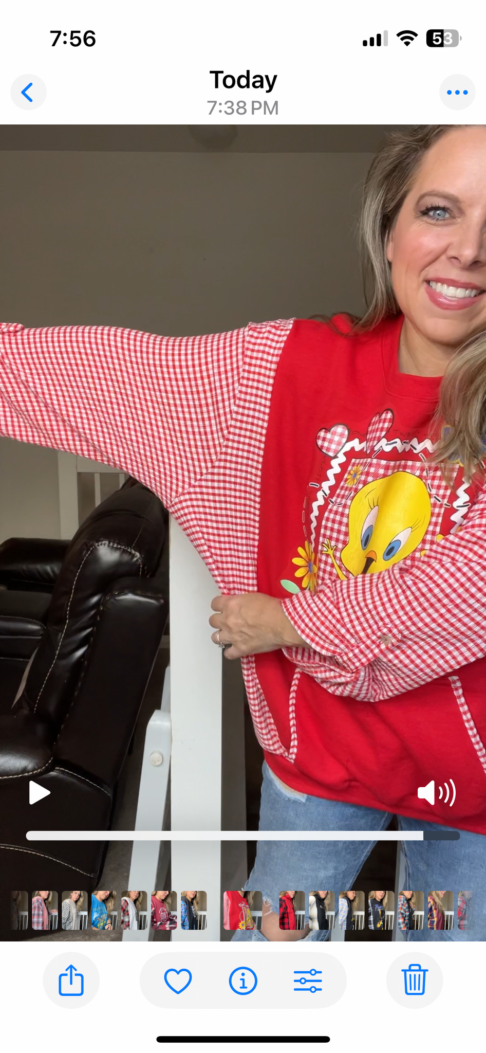 Upcycled Tweety - womans 2X/3X midweight sweatshirt with stretchy sleeves