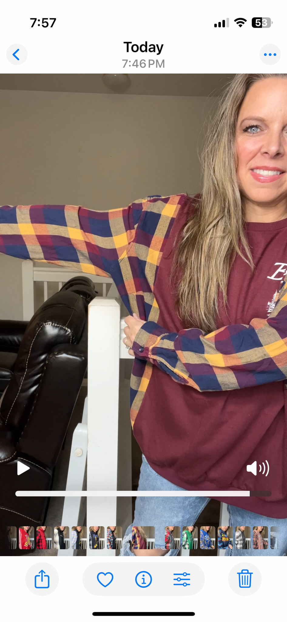 Upcycled Bronco - woman's 3X Tshirt with flannel sleeves