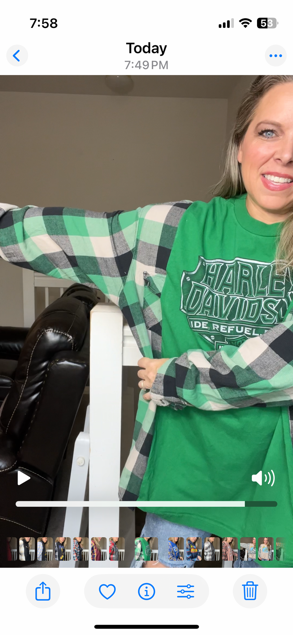 Upcycled Harley - womans 4X Tshirt with flannel sleeves