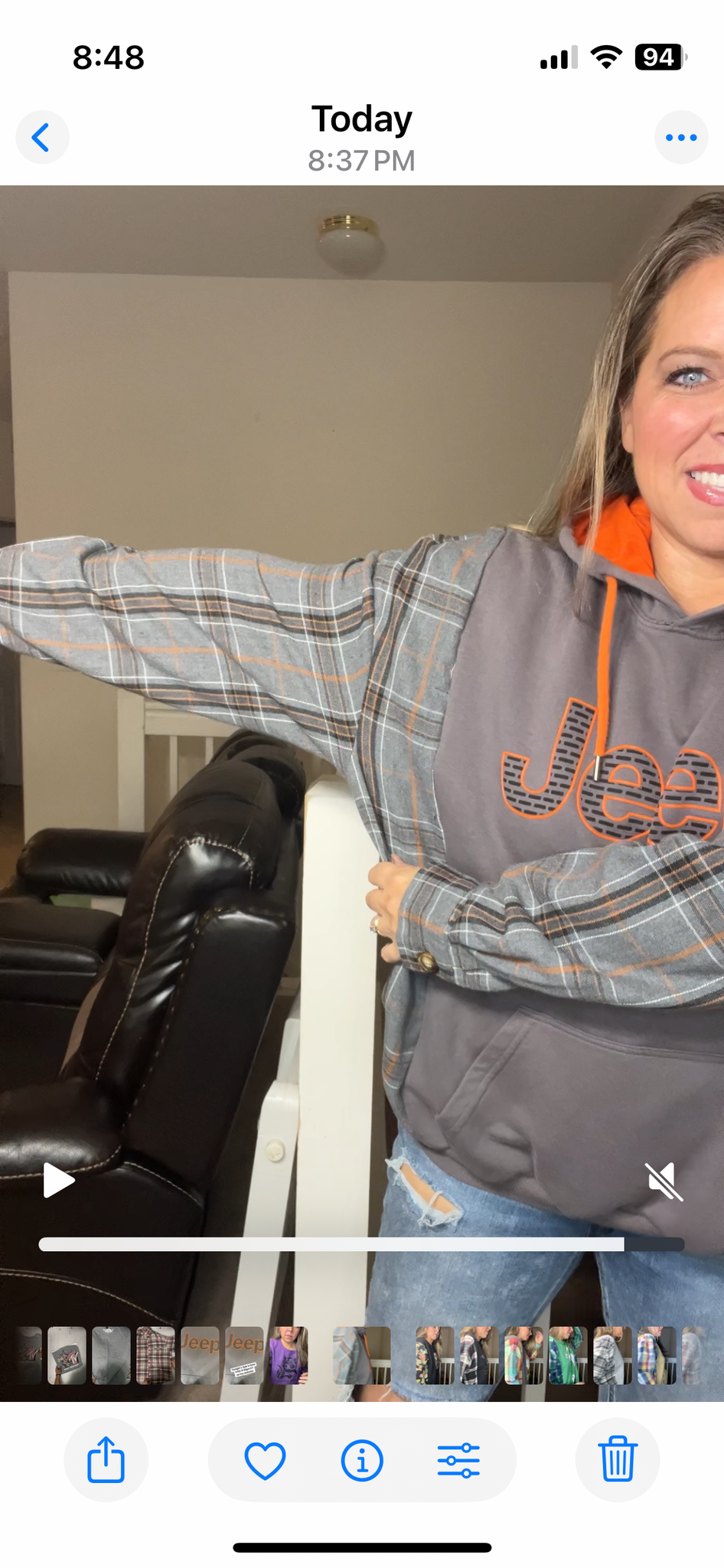 Upcycled Jeep – women’s large/XL midweight sweatshirt with flannel sleeves