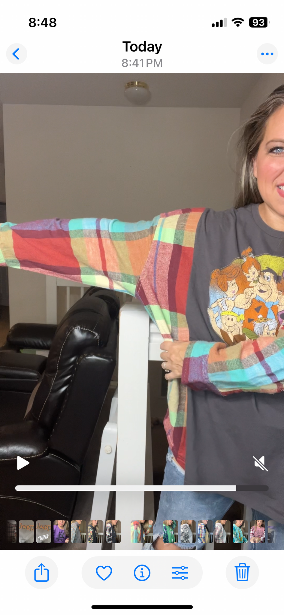 Upcycled Flintstones – women’s 2X T-shirt with flannel sleeves