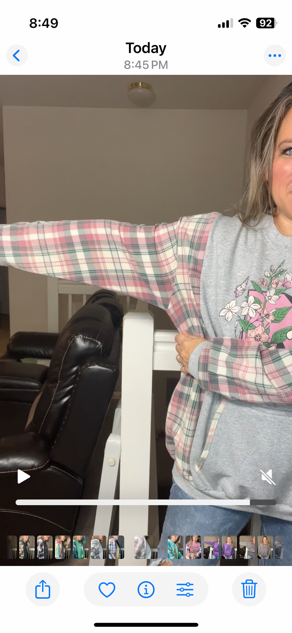 Upcycled MTV – women’s 2X midweight sweatshirt with flannel sleeves