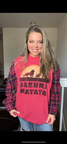 Upcycled Lion king – women’s 3X/4X T-shirt with flannel sleeves