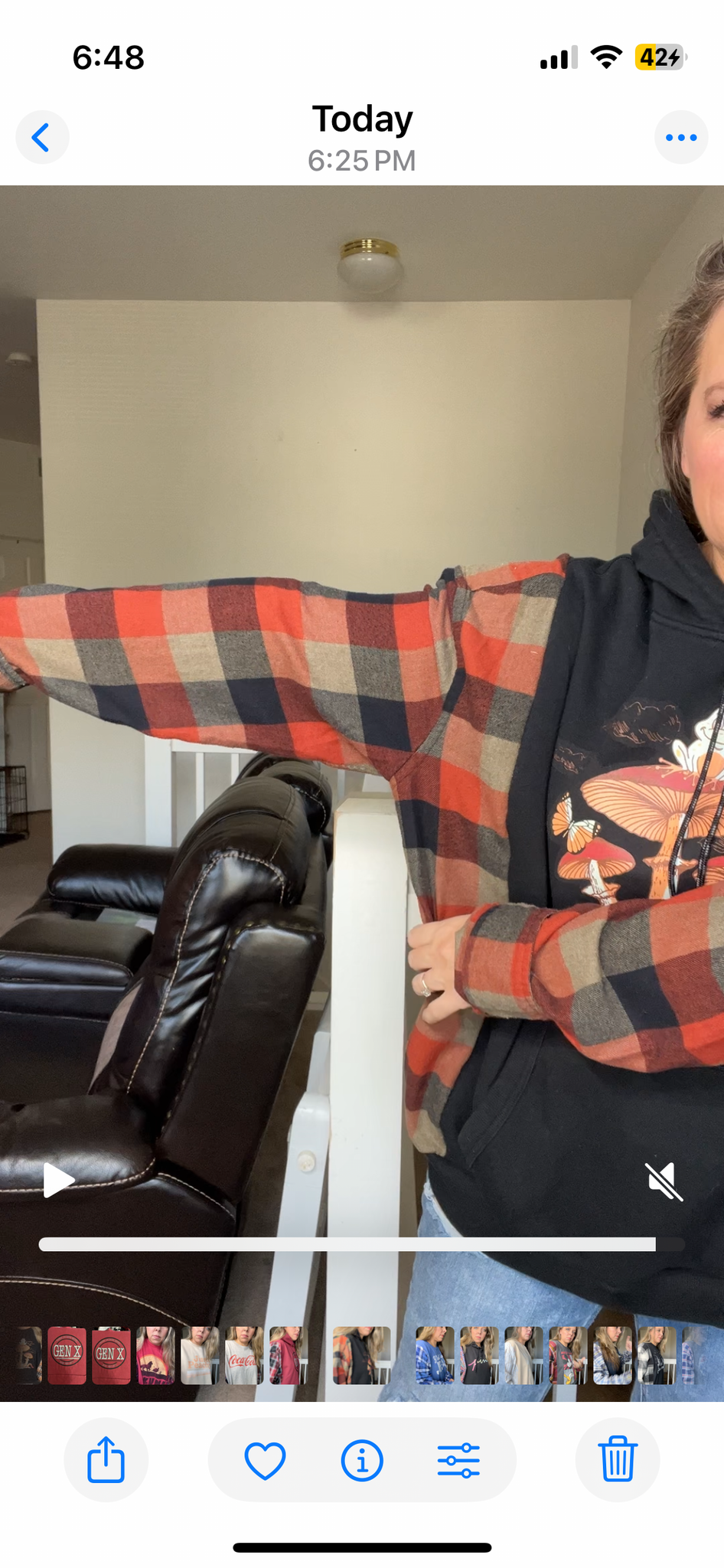 Upcycled Little things – women’s 2X/3X midweight sweatshirt with flannel sleeves