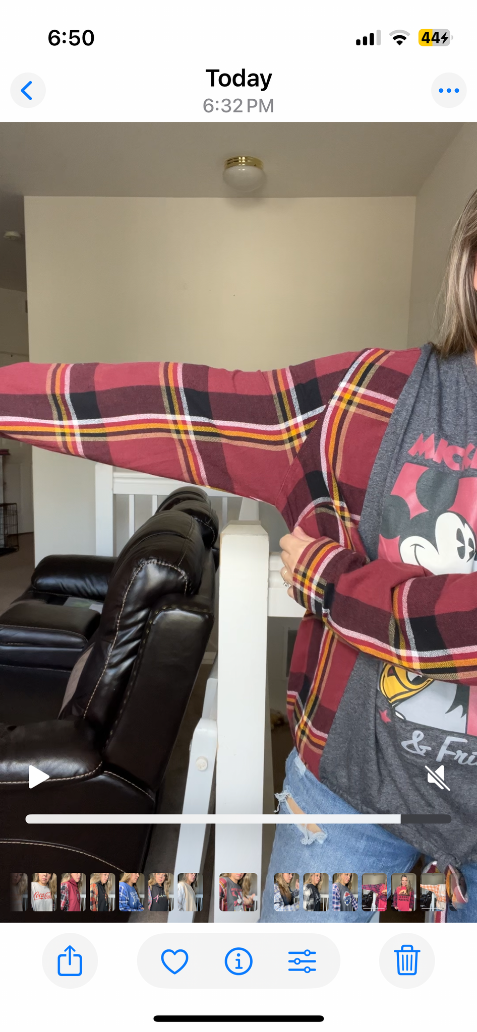 Upcycled Mickey friends – women’s 1X T-shirt with flannel sleeves