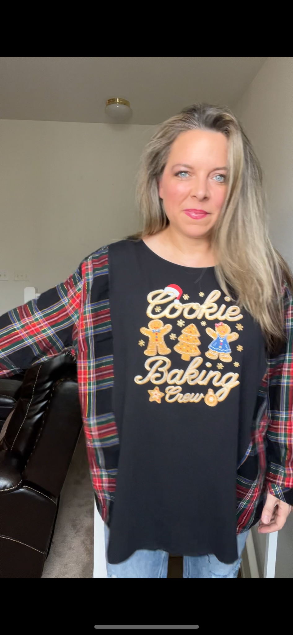 Upcycled Cookies – women’s 1X – thin T-shirt with flannel sleeves￼