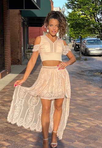 Peach Lace Dress — Madi Mac Fashions